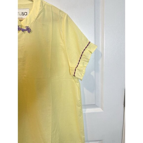 Pitusa Frog Closure Sun Dress M/L (Standard) Yellow Beach Cover Up Resortwear - Picture 8 of 8
